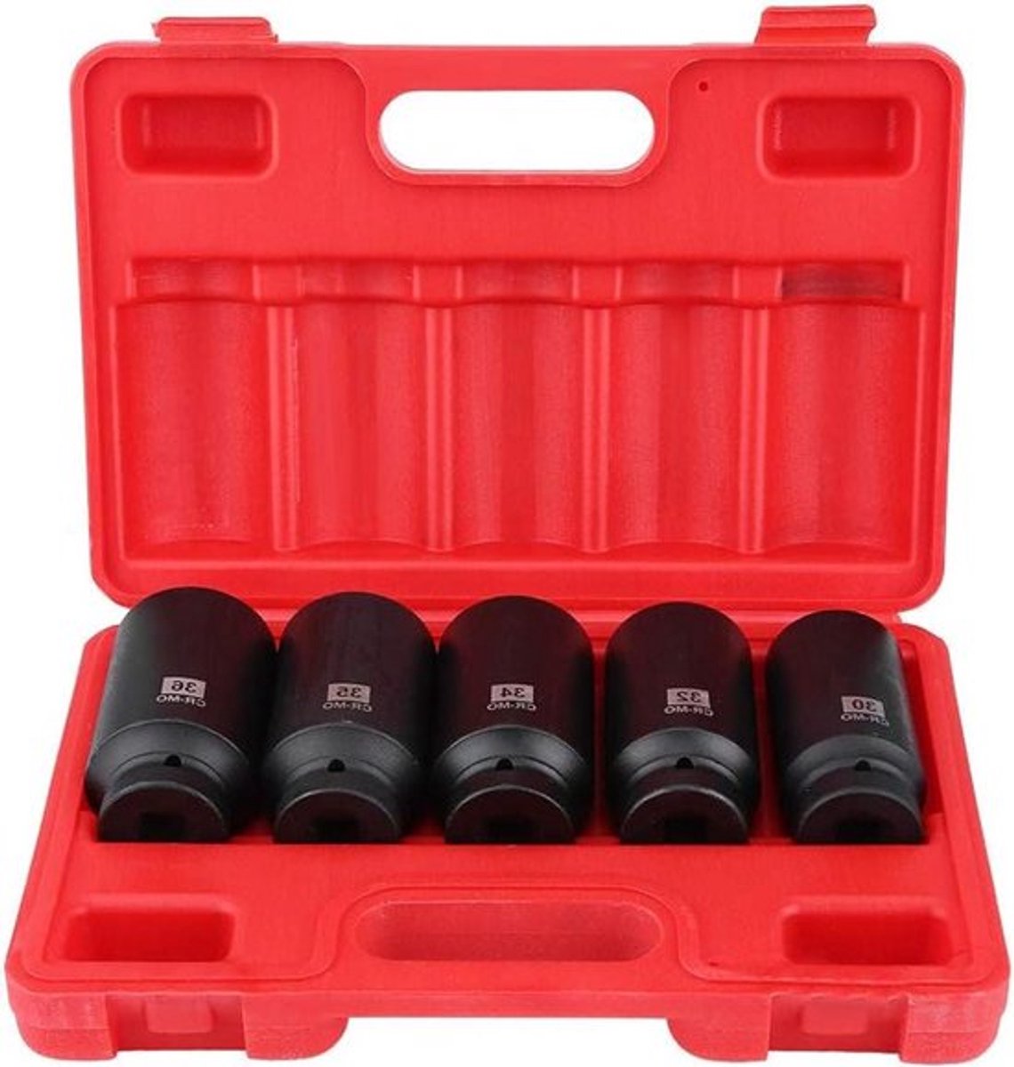 5-delige inbusdopset voor naafmoeren, 30-36 mm, hoog koppel - inclusief doppen 30, 32, 34, 35, 36 mm