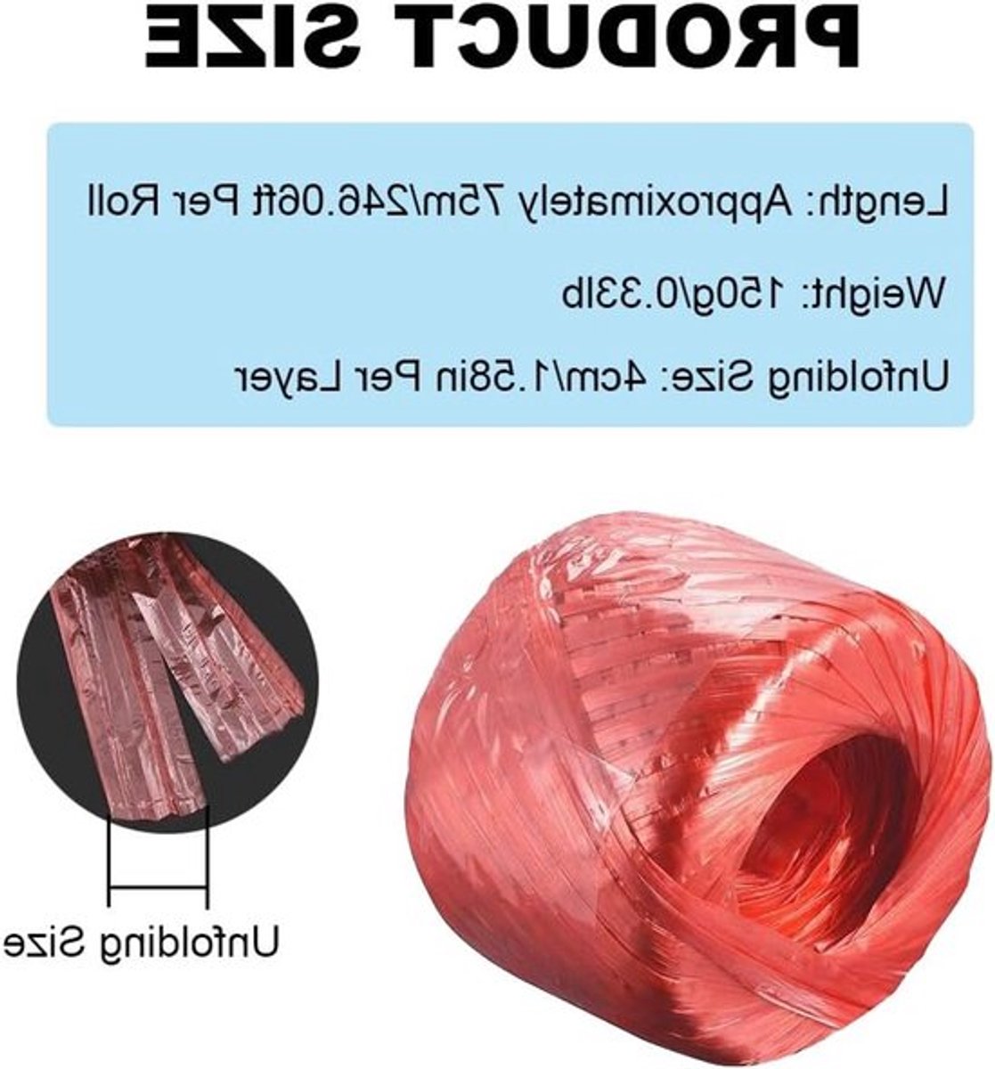 Duurzame 4 cm brede polyester nylon touw van 75 m voor verpakking, tuinieren en knutselen - 5 kleuren in een set van 5