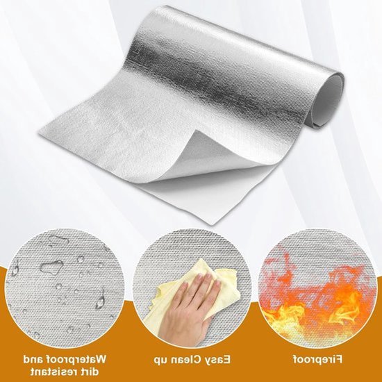 Zelfklevende Warmtebeschermingsmat van Aluminium Glasvezel, Praktische Warmteschild voor Slangen en Automatisch Gebruik (100x150cm) - Ideaal voor Isolatie en Temperatuurbeheersing — afbeelding 3