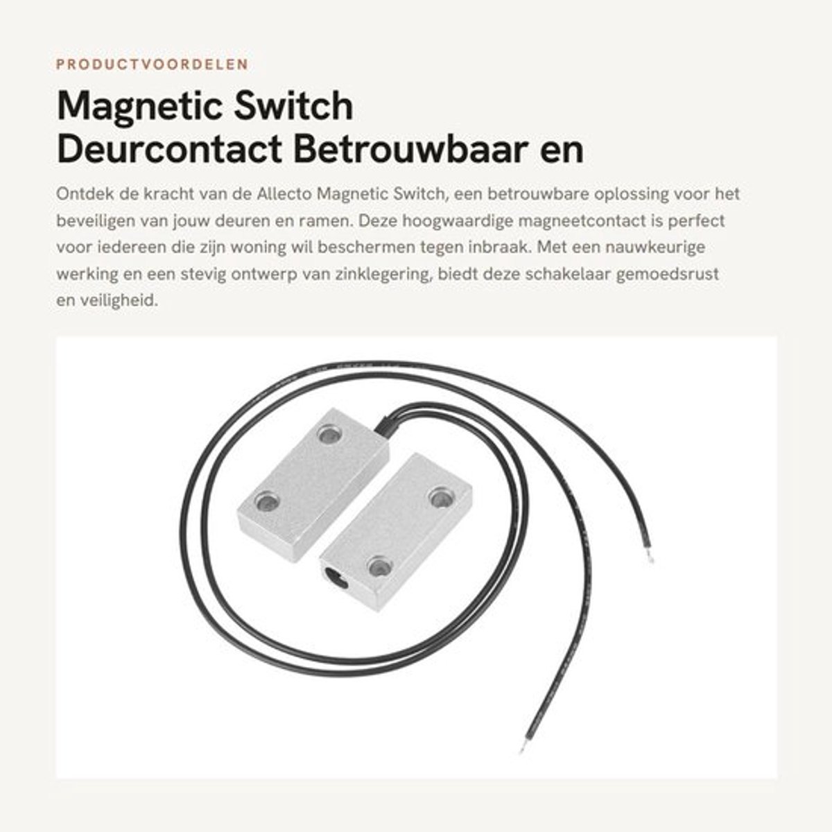 Magnetische Schakelaar - Deurcontact - Betrouwbaar en duurzaam - Zilver - Beveiligingssysteem - Perfect voor ramen en deuren