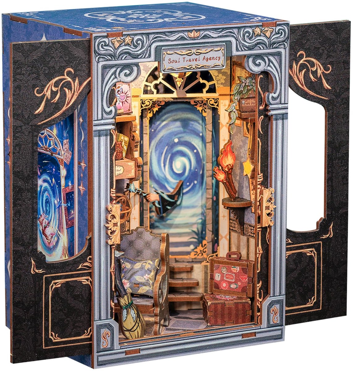 Boekenhoekset - doe-het-zelf miniatuurhuisje voor beginners - boekenhoeksets voor volwassenen - houten poppenhuis voor boekenplankdecoratie - cadeaus voor familie en vrienden