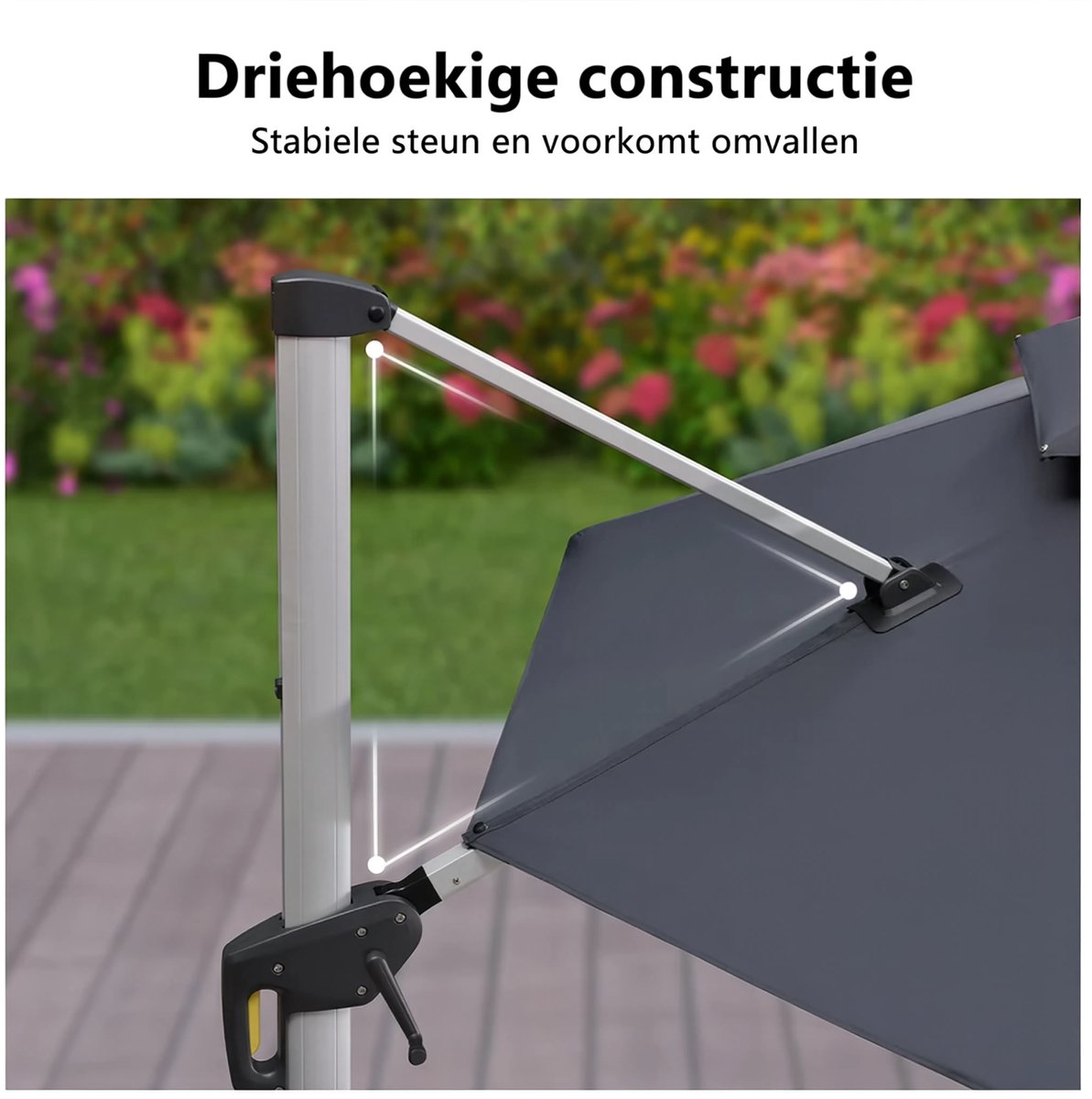 Purple Leaf Parasol rond déporté double toit Ø400 cm - Gris