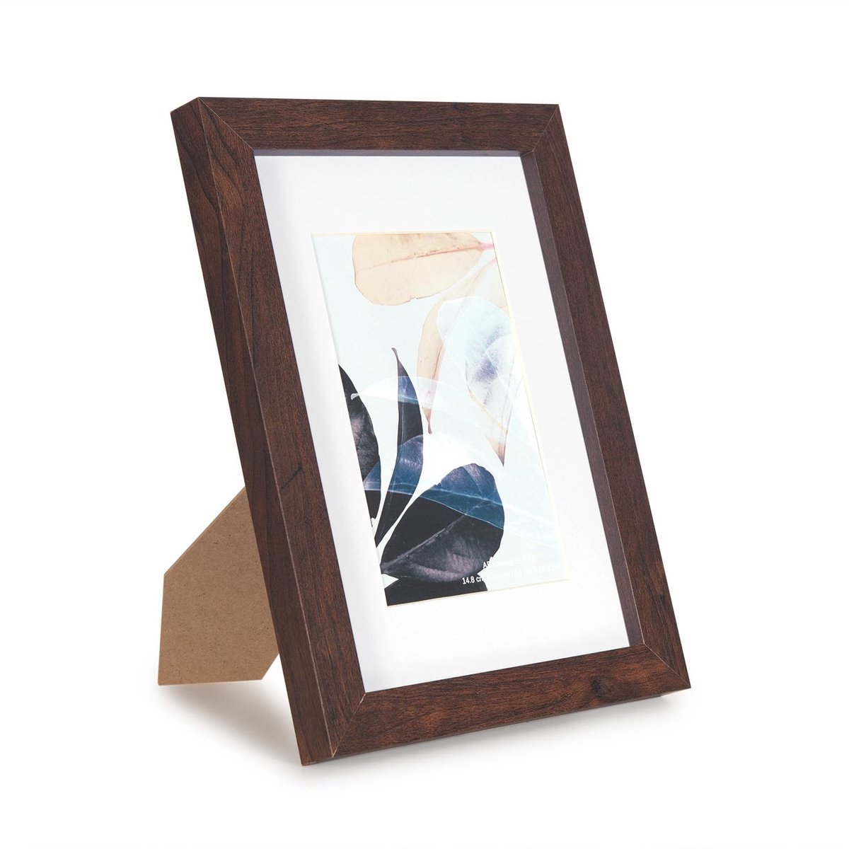 SnelShoppen - Set van 4 Walnoot Houten Fotolijsten A5 - Vrijstaand en Wandmontage - Perfect voor Thuis, Feest, en Decoratie - 21x14,8 cm