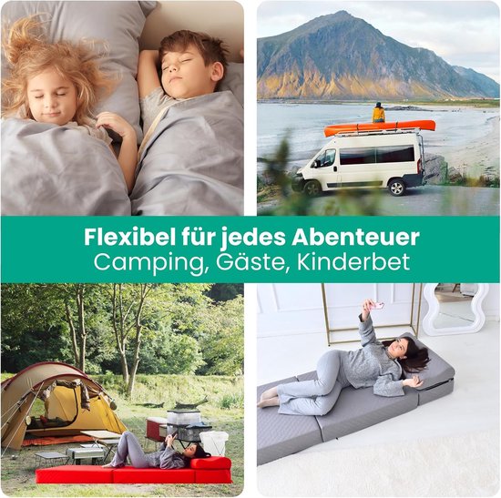 Vouwmatras - Gastenbed - Logeren - Ruimtebesparend - 80x200x10cm - Grijs — afbeelding 5