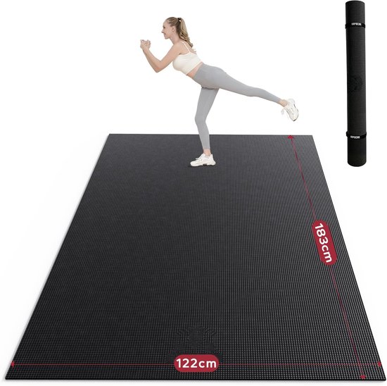 XXL Sportmat - Fitness mat - Thuis sporten - Dubbelzijdig antislip - 213x152 cm - Grijs — afbeelding 3