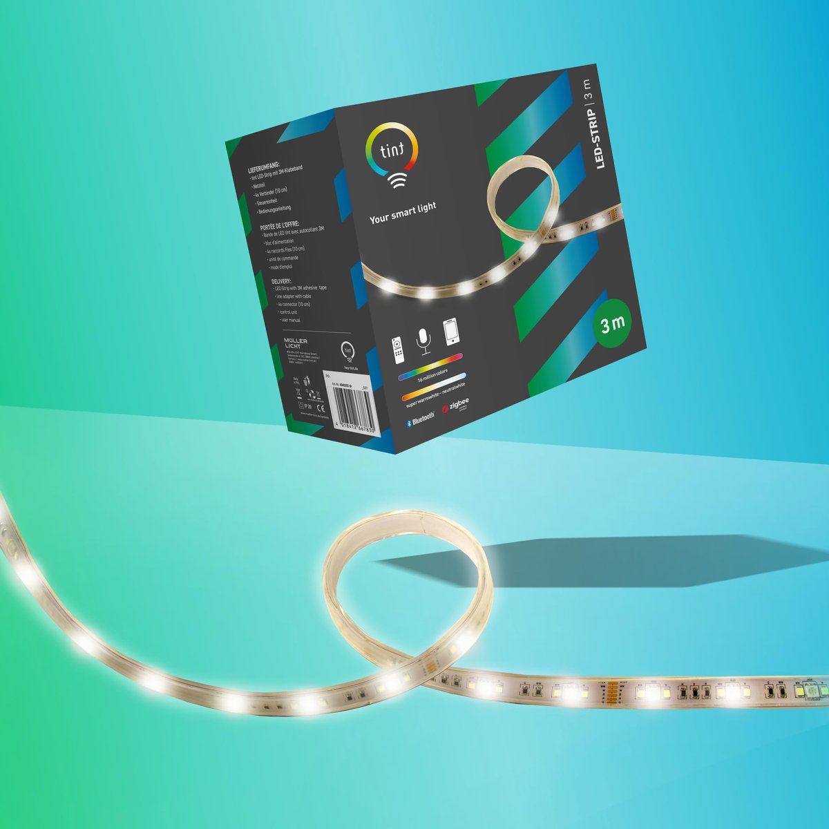 SnelShoppen - Slimme LED Strip 3m RGB met Wit en Gekleurd Licht, Zigbee, 16W, 6 Voorgeprogrammeerde Lichtscènes, Indirecte Verlichting voor Feest, Keu