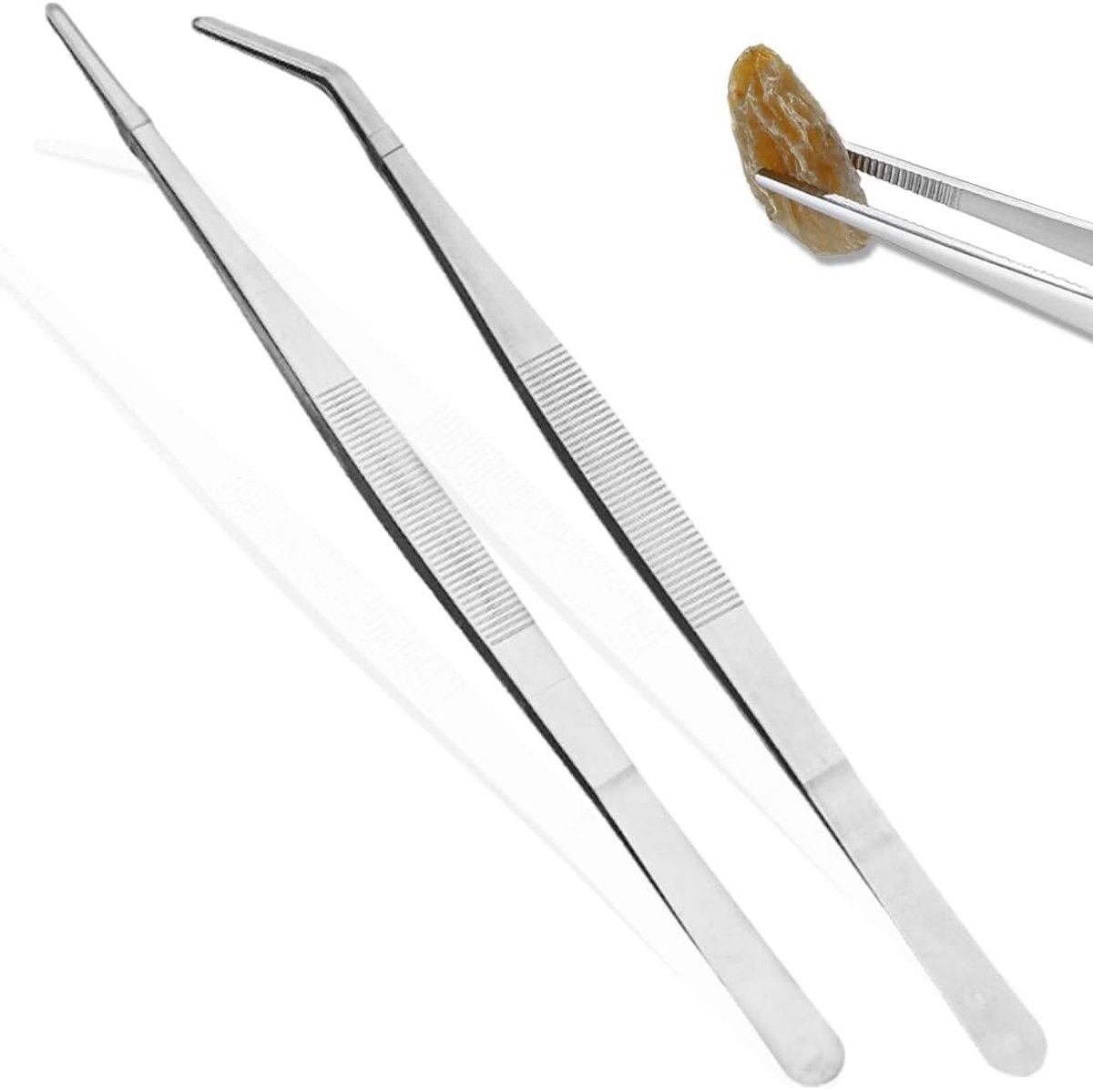 Professionele Keuken Tangen 30 cm - RVS Met Getande Grip Voor Steaks, Grillen en Koken - Set van 2 Stuks