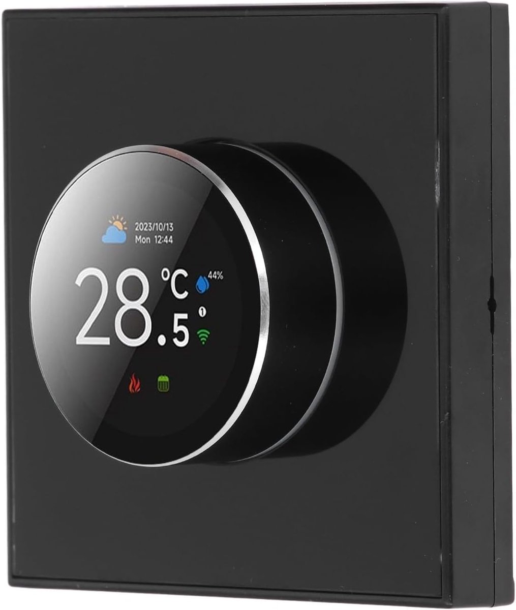 SnelShoppen - Slimme Thermostaat met Draai knop, 1.32 inch TFT Scherm, Spraakbesturing, Kleur Atmosfeer en Afstandsbediening voor Thuis en Kantoor