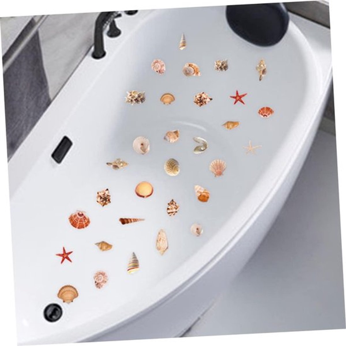18 Badstickers met Schelpen - Antislip Vloerstickers voor Kinderen - Zee Decoratie met PVC Antisliplaag