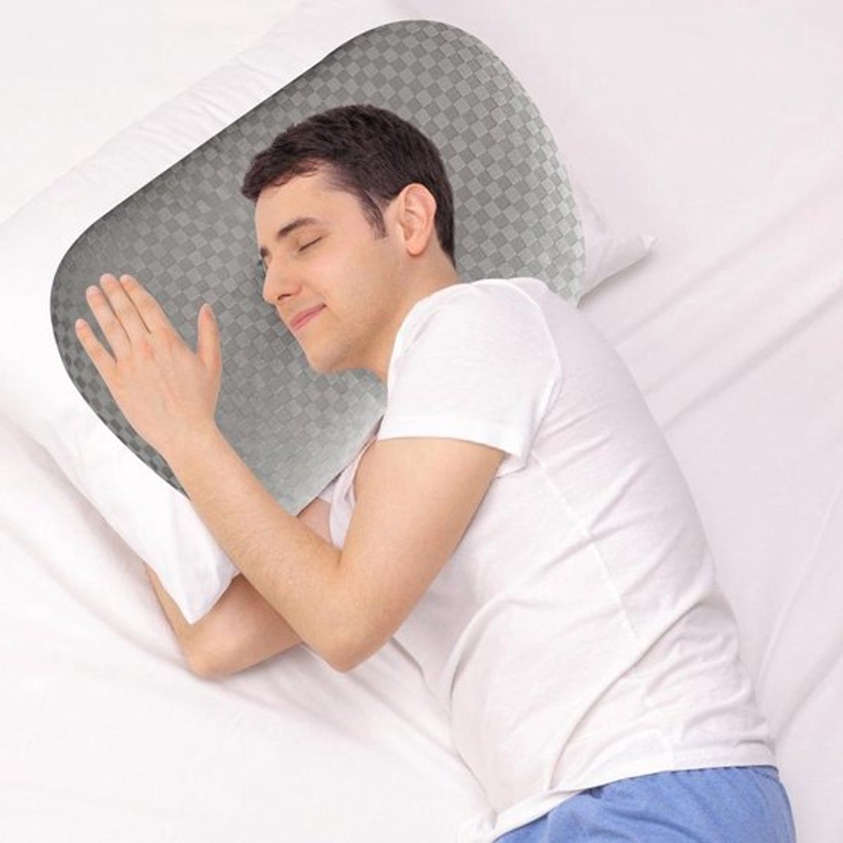 Ergonomisch nekkussen van traagschuim met ringvorm, ideaal voor piercings en zijslapers, optimaal comfort en ondersteuning (43.94 × 32 × 5 cm, grijs)