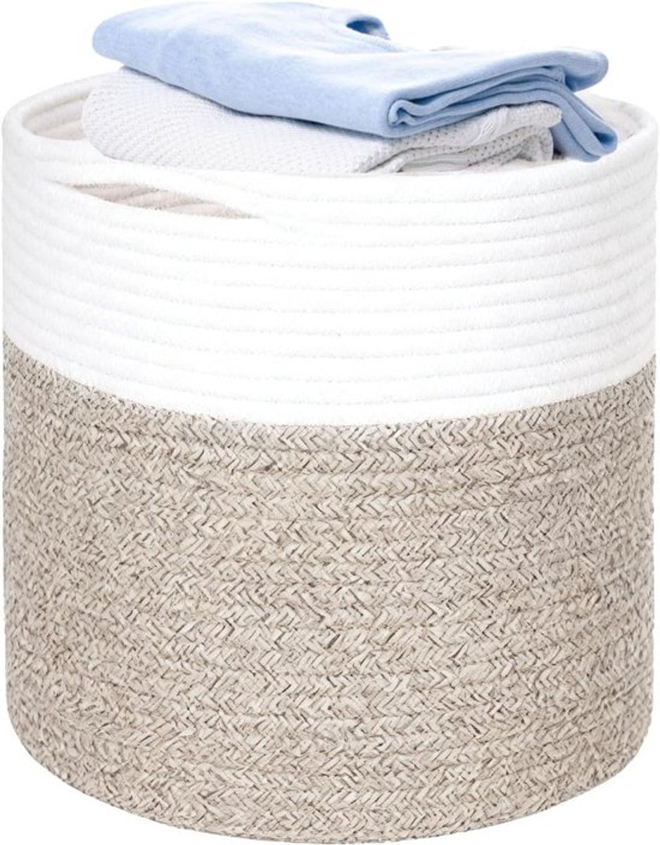 Gevlochten mand voor opberging van speelgoed, handdoeken, kussens en kleding – Decoratieve opbergmand voor woonkamer en organisatie 30x30cm