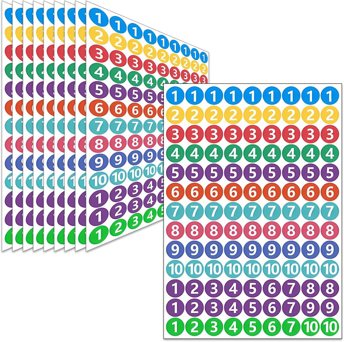 1170 stuks kleurrijke cijferstickers (2 cm), zelfklevende waterdichte cijferstickers, zelfklevende stippen, kleurrijke etiketten voor kantoor, kluisje thuis organiseren
