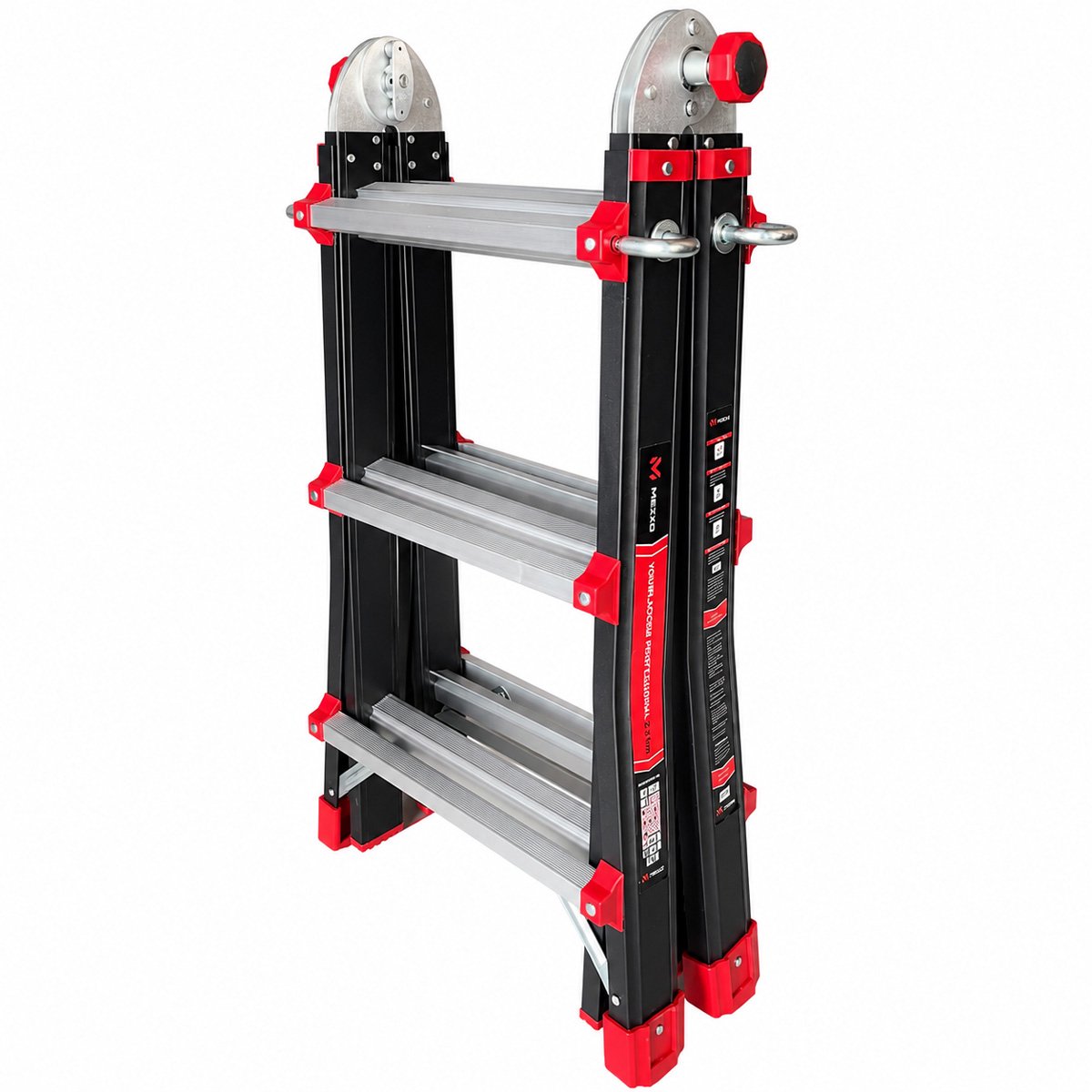Mexxo Vouwladder 2,85 meter - Uitschuifbare multiladder - 4x3 sporten (10 treden) - Aluminium