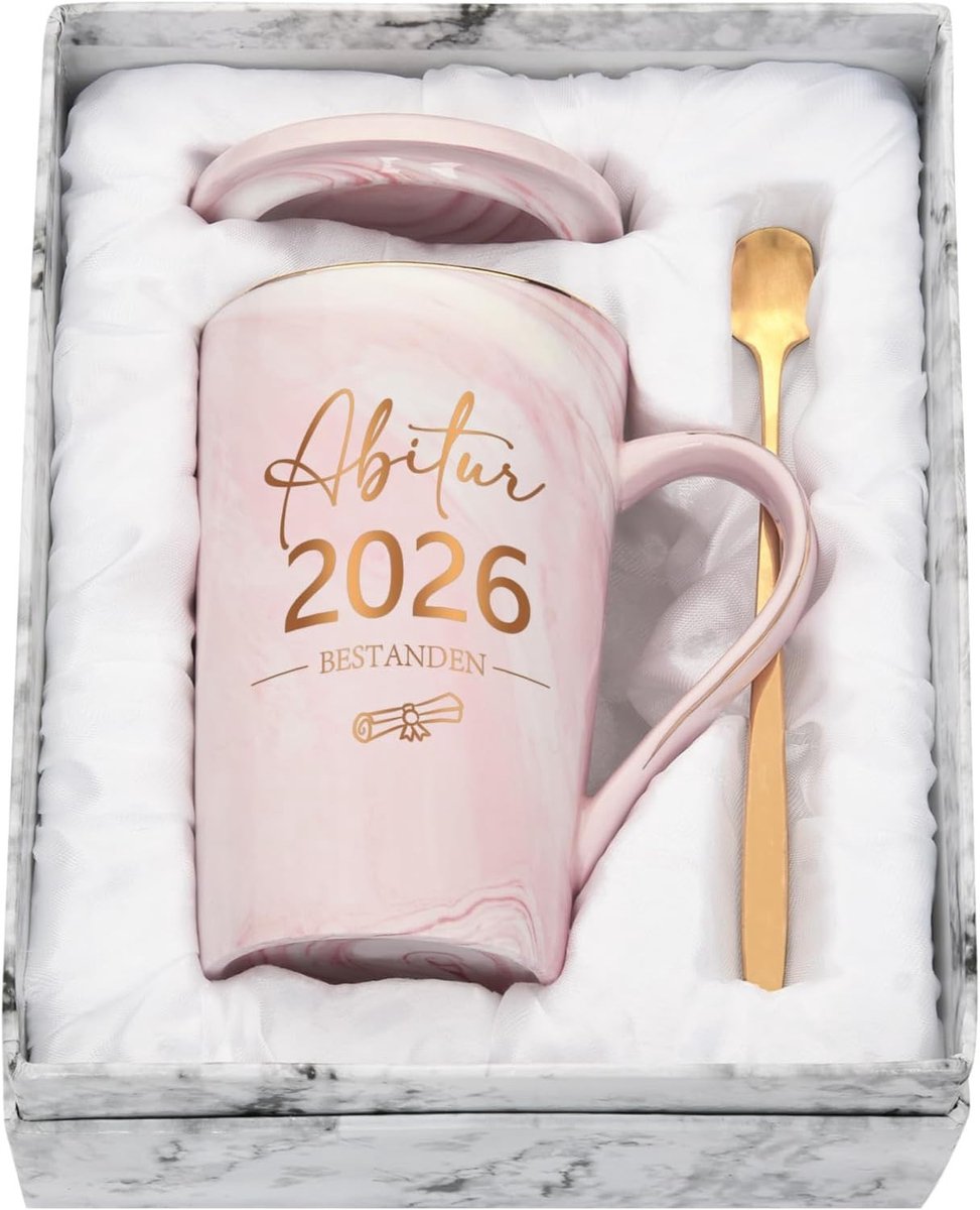 Afgestudeerde Mok 2025 - Cadeau voor Diploma, Eindexamen en Afstudeerfeest, 400 ml, Roze, Uniek Ontwerp en Herinnering