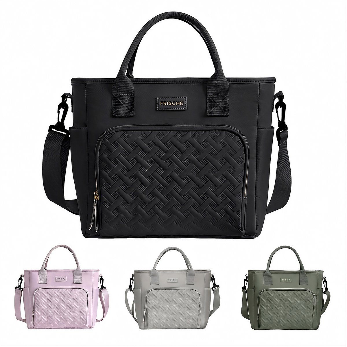 Rainbecom Geïsoleerde Lunchtas 10.7L - Koeltassen Zwart - Isolerende & Waterdichte 900D Polyester – Handvat Riem Lunch Bag - Verstelbare Schouderriem – Voor Werk, School, Reizen, Picknick - 30x13x27.5cm