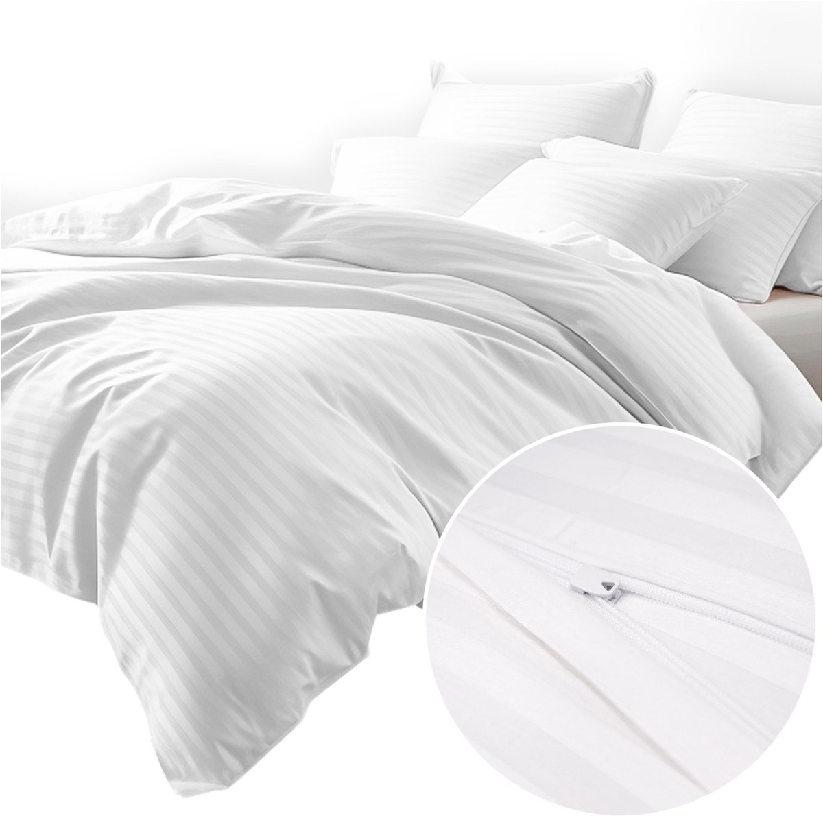 Luxe Katoen Satijn Beddengoed Set Wit 180x200 cm