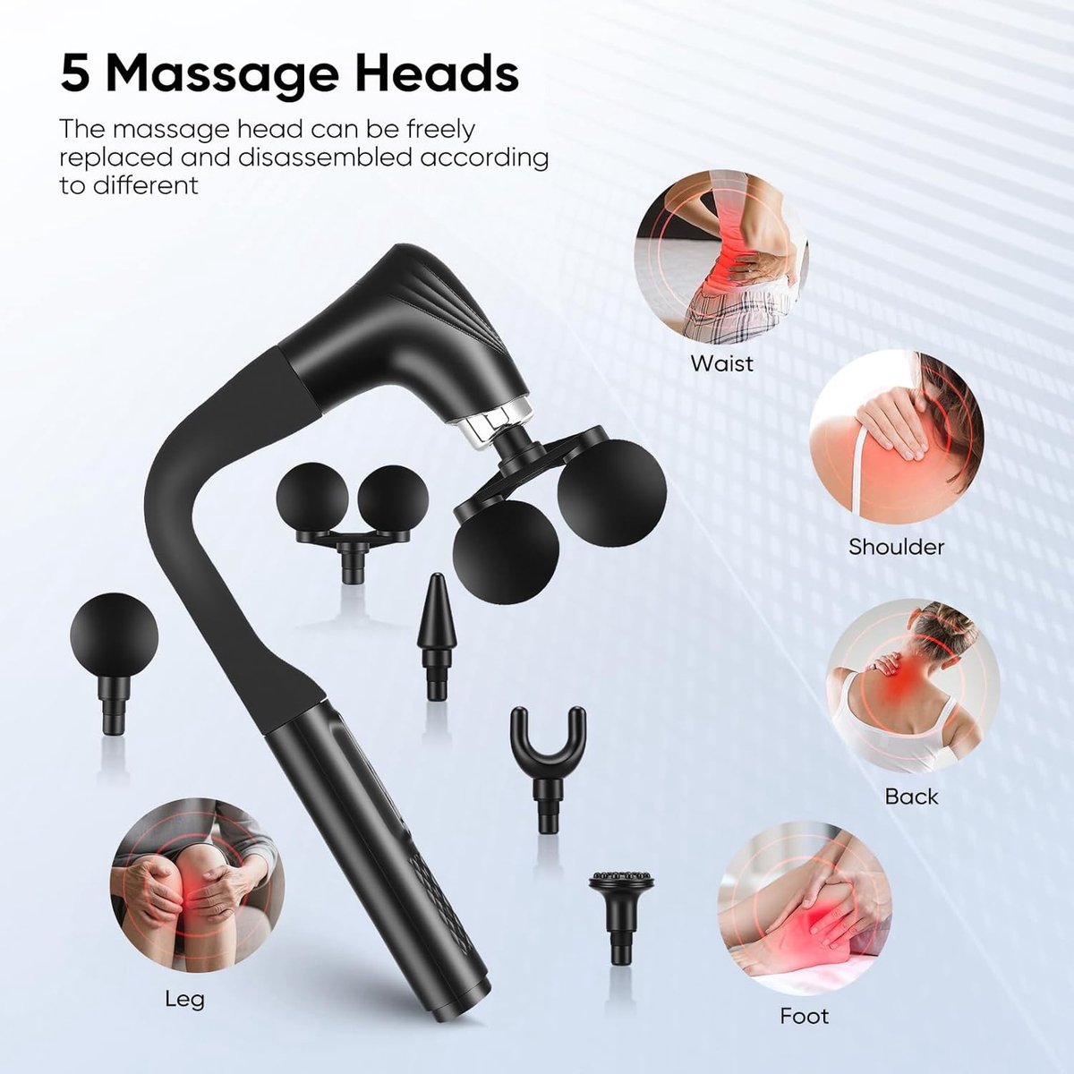 Massagepistool Dubbel - Spierherstel Apparaat - Spierontspanning Herstel - Verlengde U-Handgreep - 12 Snelheden - Zwart