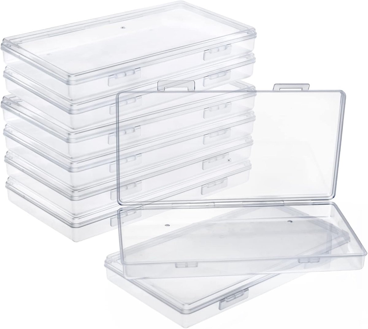 Plastic opbergdoos voor kleine items - 19,5 x 10,5 x 2,2 cm - transparant - ideaal voor sieraden en knutselmaterialen - ShopVlot