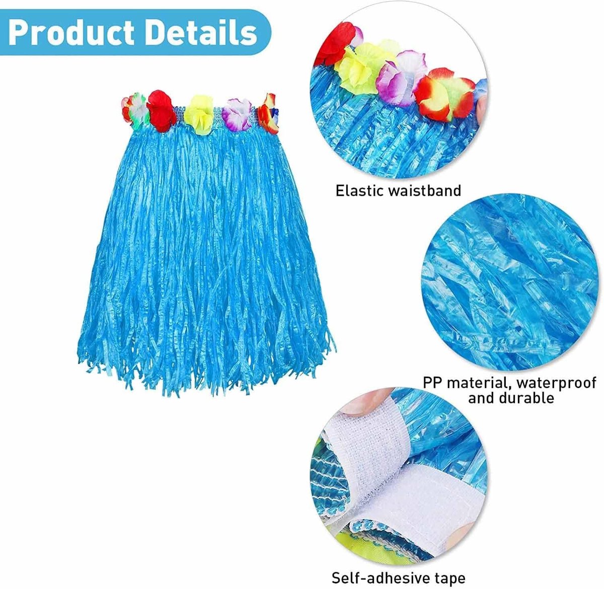 Hula Rok Kostuum Set met Bloemen Bikini Top, Hibiscus Haarclip en Ananas voor Volwassenen - Perfect voor Tropische Feestjes, Zomer Evenementen en Hawaii Thema Feestjes