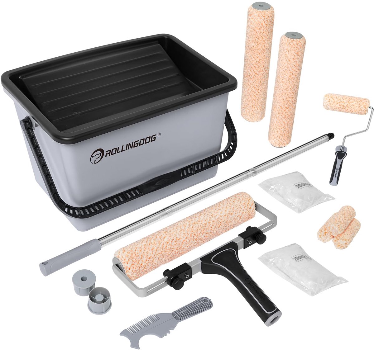 SnelShoppen - Verfrollerset 30,5 cm - Grote Verfroller met Verstelbaar Frame - Microvezelhoezen - Uittrekbare Stang - Complete Set voor Muren, Plafond