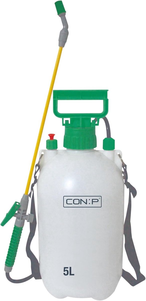 SnelShoppen - B45045 Tuinspuit 5L Handpomp met Spuitbuis - Groene/Witte Tuinspuit met Verstelbare Mondstuk voor Tuin, Planten en Onderhoud