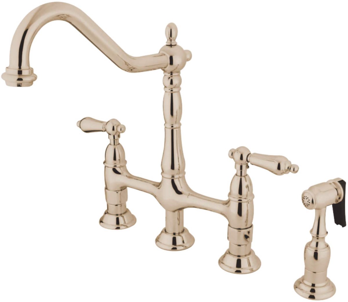 SnelShoppen - Brug-keukenkraan met Messing Sproeier, Gepolijst Nikkel, 20,5-24,6 cm Spout Reach - Stijlvolle Keukenaccessoires voor Modern Keukenontwe