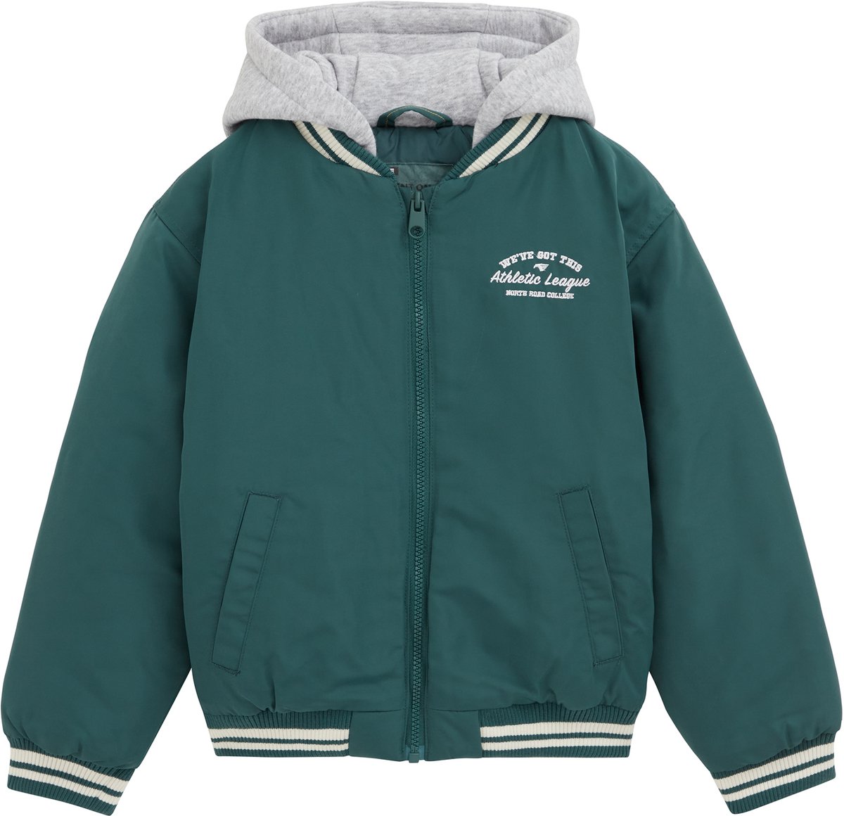WE Fashion Jongens bomberjack met embroidery en capuchon van sweatstof