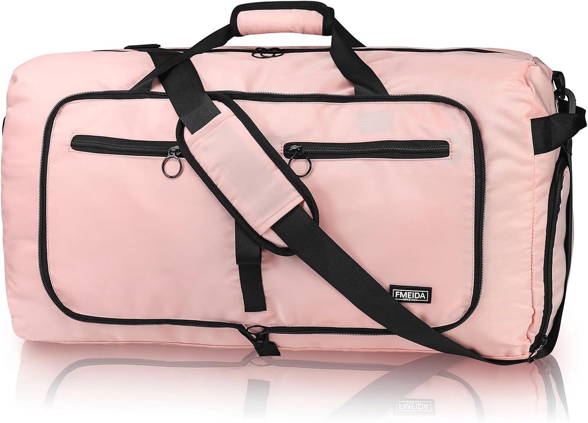 SnelShoppen - Opvouwbare Reistas voor Vliegtuig, Grote Handbagage Sporttas met Schoenenvak, Waterdichte Weekender Dames en Heren, Lichtpink Saunatas,