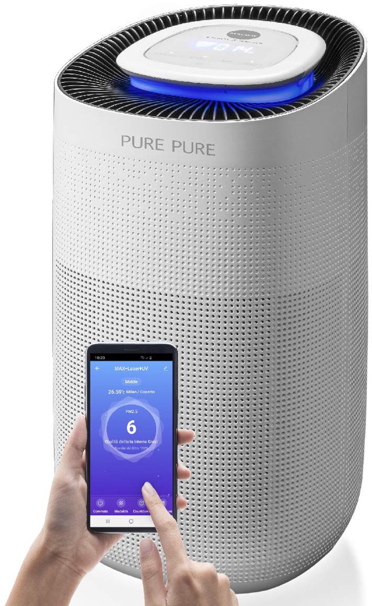 SnelShoppen - Luchtreiniger met HEPA-filter H13, CADR 400 m³/h, voor ruimtes tot 104 m², met PM2.5 lasersensor en UV-licht, ideaal voor thuis, kantoor