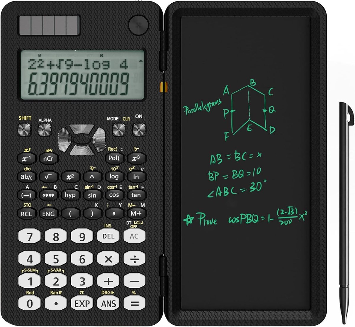 2-regels display wetenschappelijke rekenmachine - 240 functies - schrijfbord en pen - opvouwbaar - voor scholieren en studenten