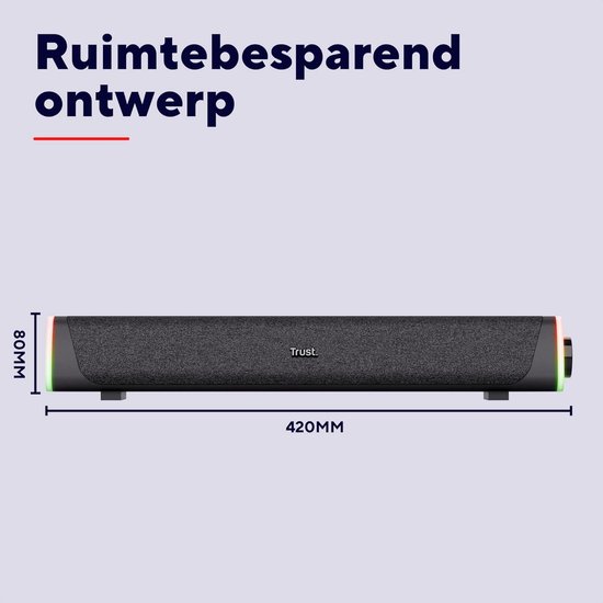 Compacte Soundbar - PC Luidspreker - Verbeter Geluid - RGB Verlichting - 42 cm - Zwart — afbeelding 3