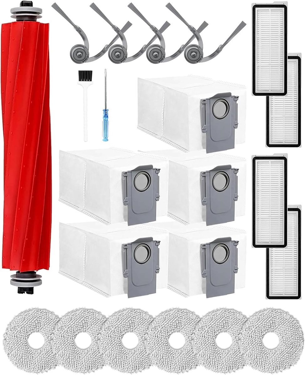 Accessoires voor Robotstofzuigers - 1 Hoofdborstel, 5 Stofzakken, 4 HEPA Filters en 4 Zijkwasten voor Efficiënte Reiniging en Onderhoud