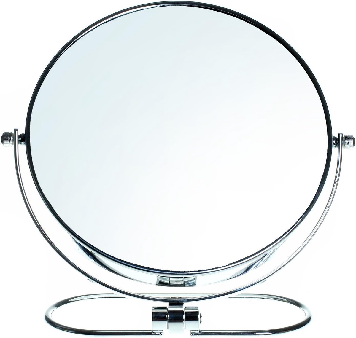 SnelShoppen - Opvouwbare Make-up Spiegel 8 Inch met 10x Vergroting, Dubbelzijdige Tafelspiegel met Verchroomd Voetstuk, Hoogte Verstelbaar voor Badkam
