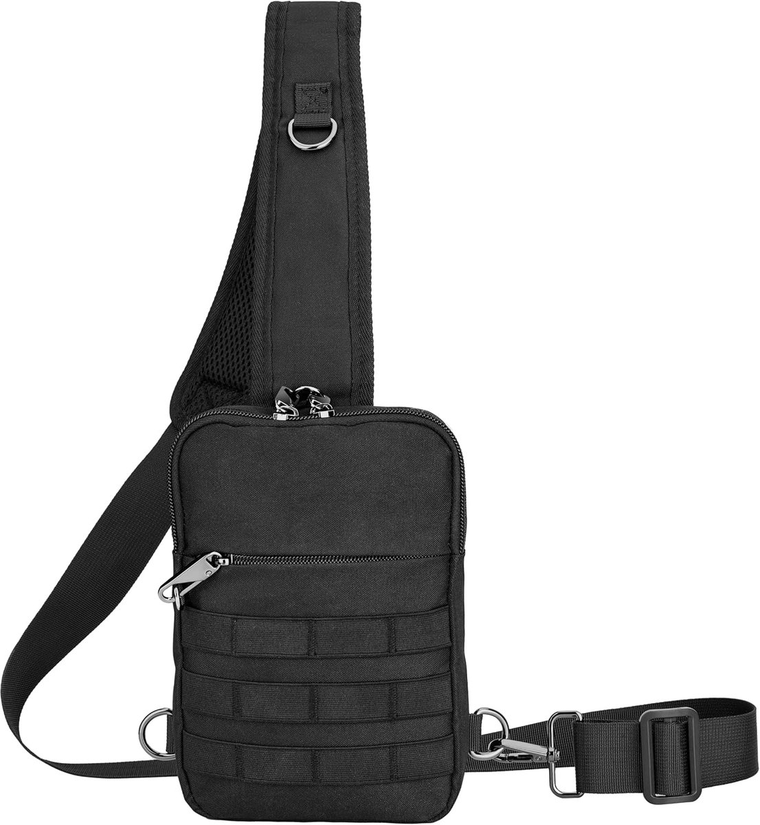 SnelShoppen - Anti-diefstal Sling Bag Tactische Waterdichte Schoudertas Borst Zwart Crossbody Bag Heren Handtas met Ritssluiting Slot en RFID-blokkeri