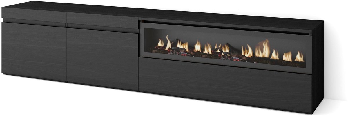 SnelShoppen - TV-Meubel Lowboard 200x45x35cm voor TV's tot 80" met Elektrische Haard - Mod