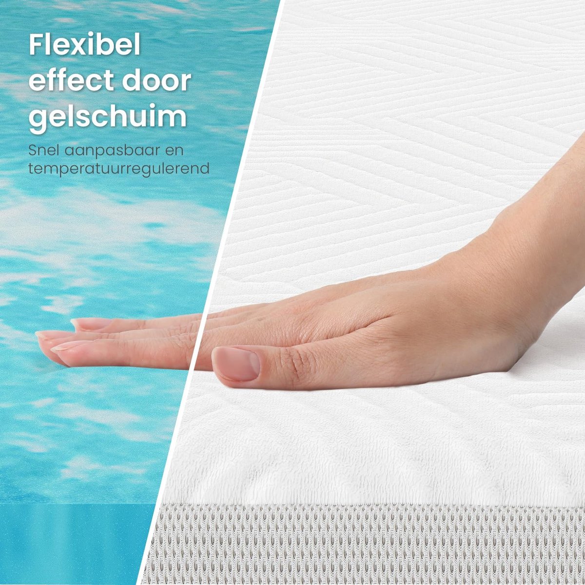SnelShoppen - Gel Topper 140x200cm, Comfortabele Matras Topper 8 cm Dik Gel-Traagschuim, Ademend 3D-Net Hoes, Ideaal voor Bed en Boxspringbed met Hoek