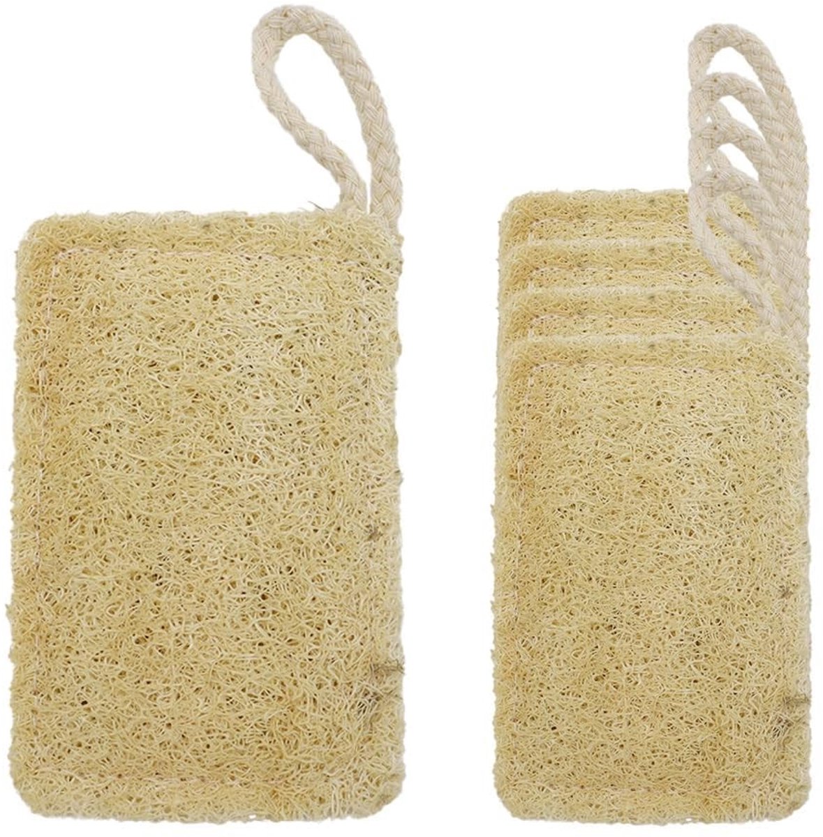 Dailygoods- Vaatspons Set van 5 - Duurzaam - Biologisch Afbreekbaar - Plasticvrij - Natuurlijke Luffaspons - Ophangkoord voor Hygiëne - Afwaspons
