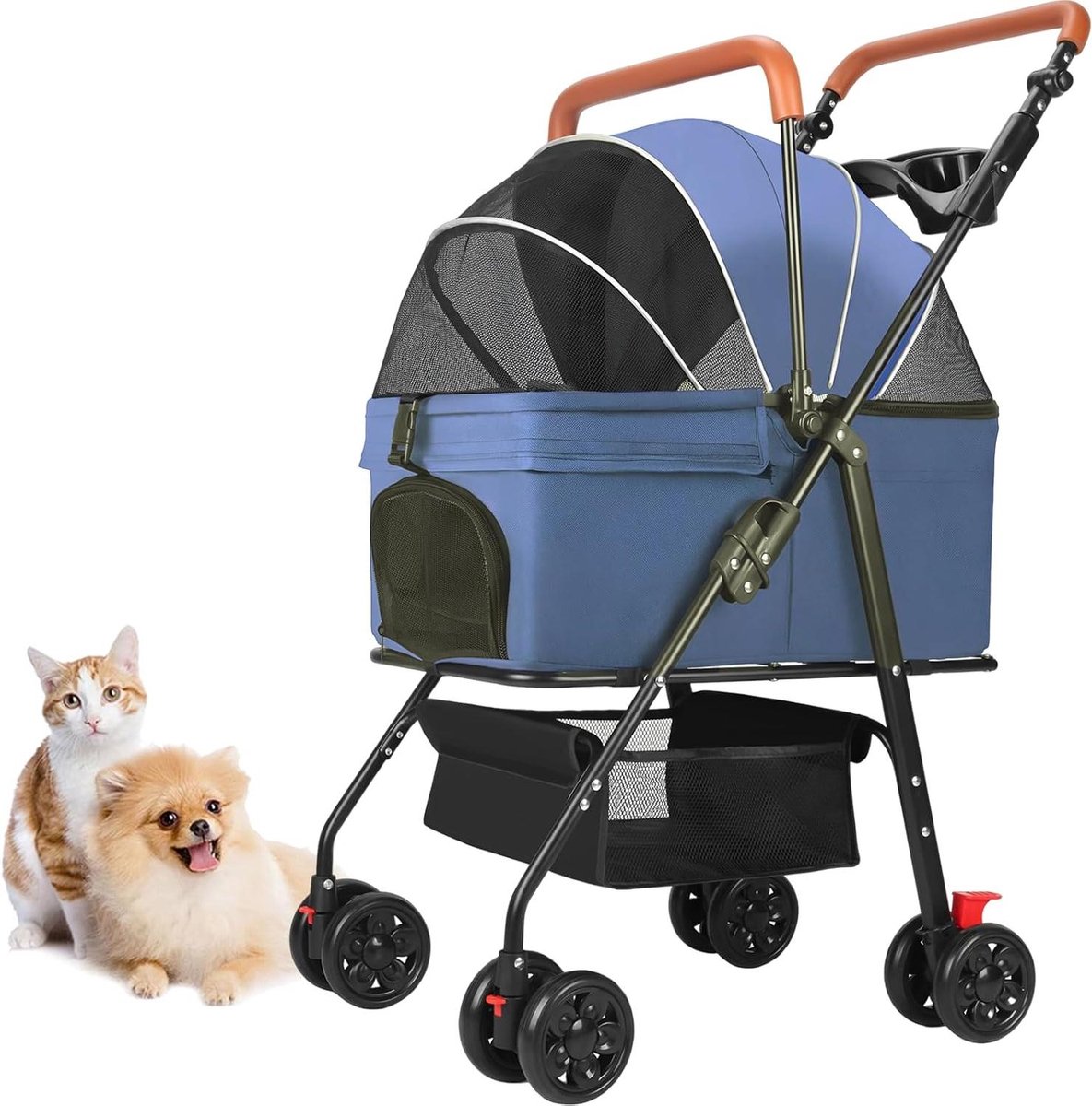 Huisdier Wandelwagen - Hondencarrier Kinderwagen - Reizen met Huisdieren - Opvouwbaar Ontwerp - Tot 20 kg - Blauw