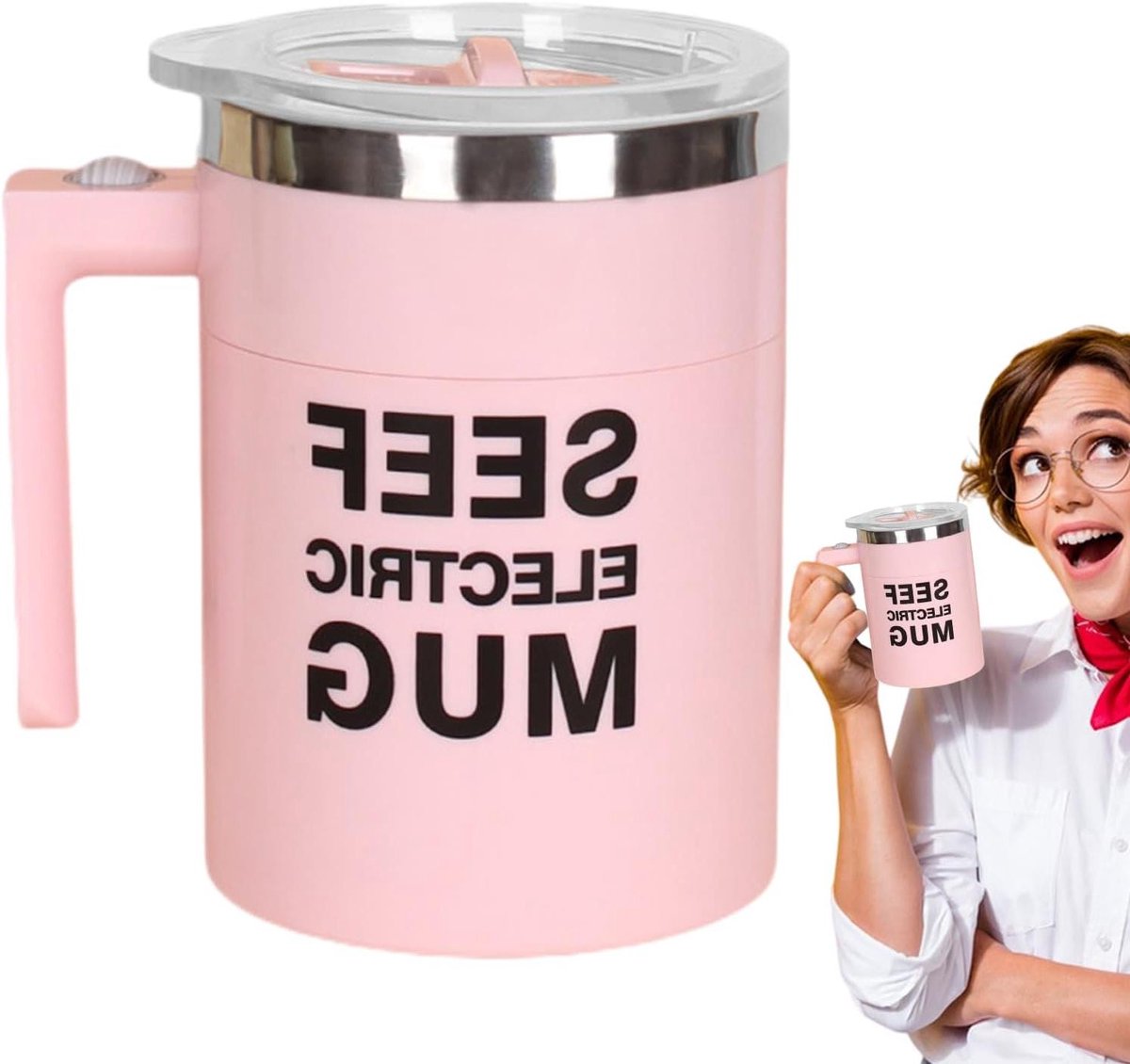 Automatische Roermok - Zelfroerende Mok - Dranken Mengen - Snel Afkoelend - 400 ml - Roze