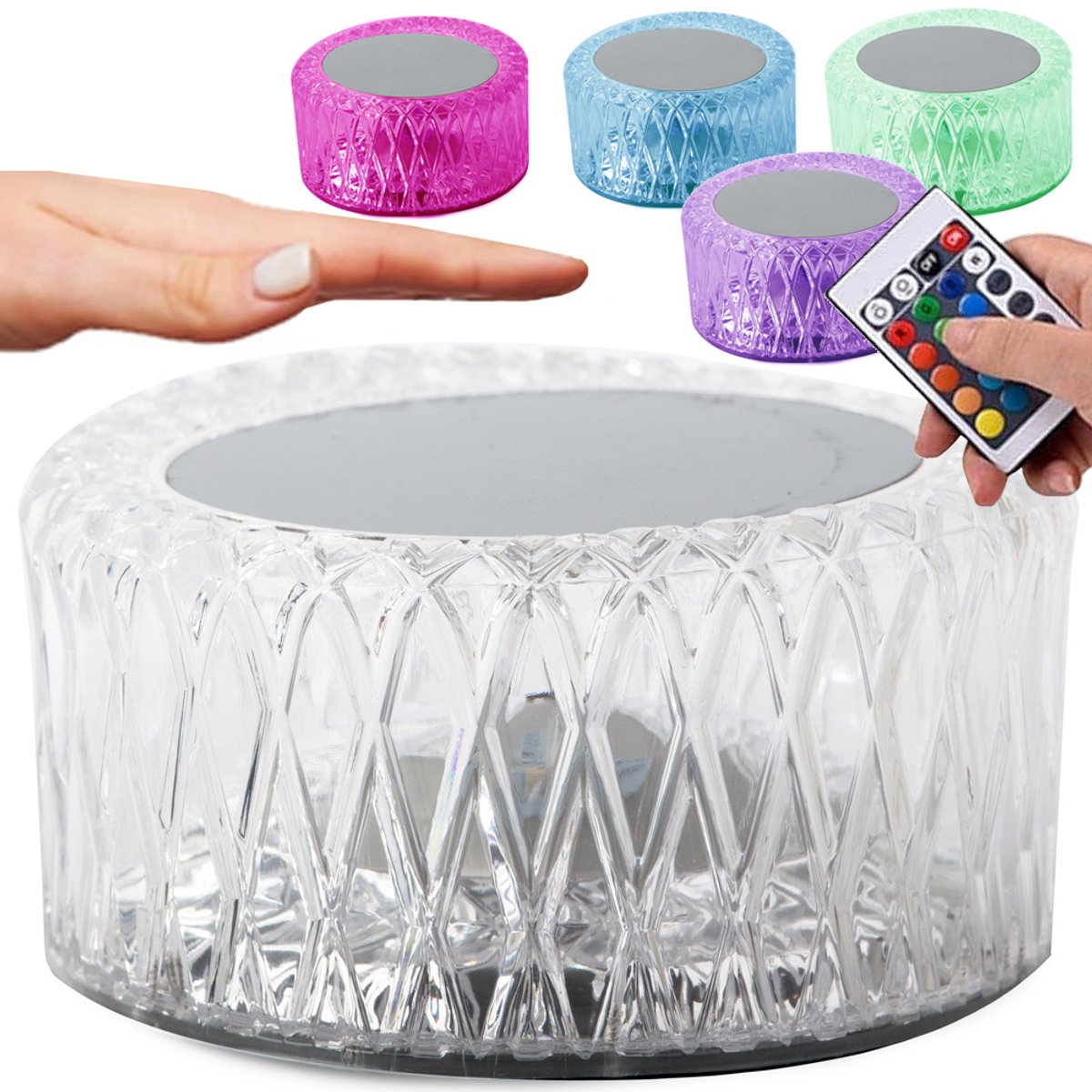 RGB Kristal Tafellamp met Afstandsbediening – USB-C Oplaadbaar – Dimbare LED Sfeerlamp – RGB Kleuren