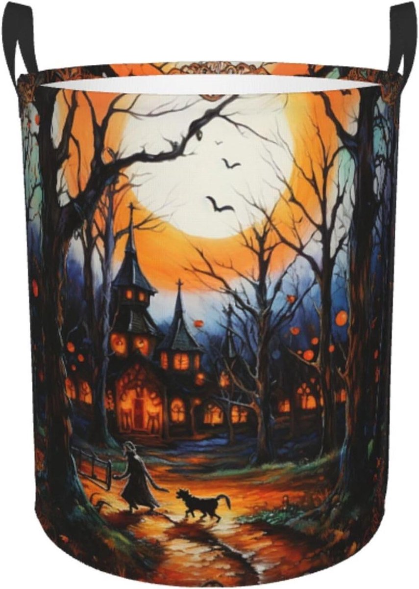 Wasmand Ronde Wasbak Vuile Was Kleding Opbergen Waterdicht Oxford Doek 40 x 50 cm Halloween Print