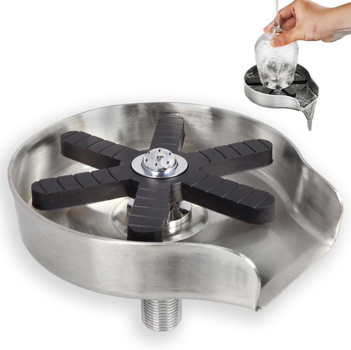 Automatische Glasspoeler - Glasreiniger Spoelbak - Snel Glazen Reinigen - 9 Hogedruk Sproeiers - 15.3 cm Hoog - Grijs