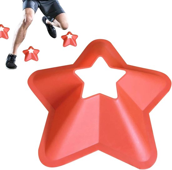 Voetbalschijfkegels - Trainingskegels Behendigheid - Sporttraining Verbeteren - Stervormig Design Stabiel - 20 cm Hoog - Rood — afbeelding 4