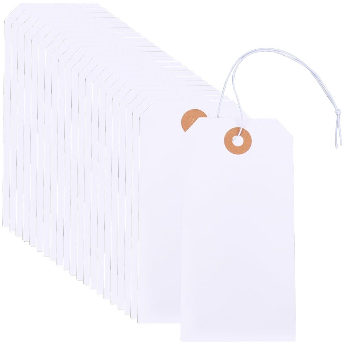 Dailygoods- Prijskaartjes 100 Stuks - Schrijfbare Labels - Papieren Tags - Kleding Hang Tags - Rechthoek 6 x 12cm - Met String - Etiketten