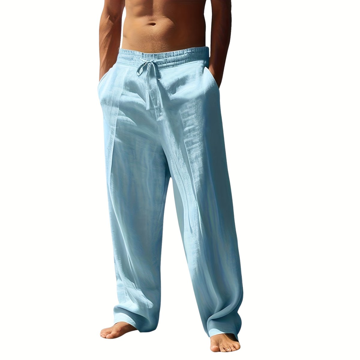 Currero Linnen Broek Heren - Zomerbroek - Volwassenen - Lange Broek - Pantalon - Strandbroek - Zomer - Ibiza Stijl - Hemelsblauw XL