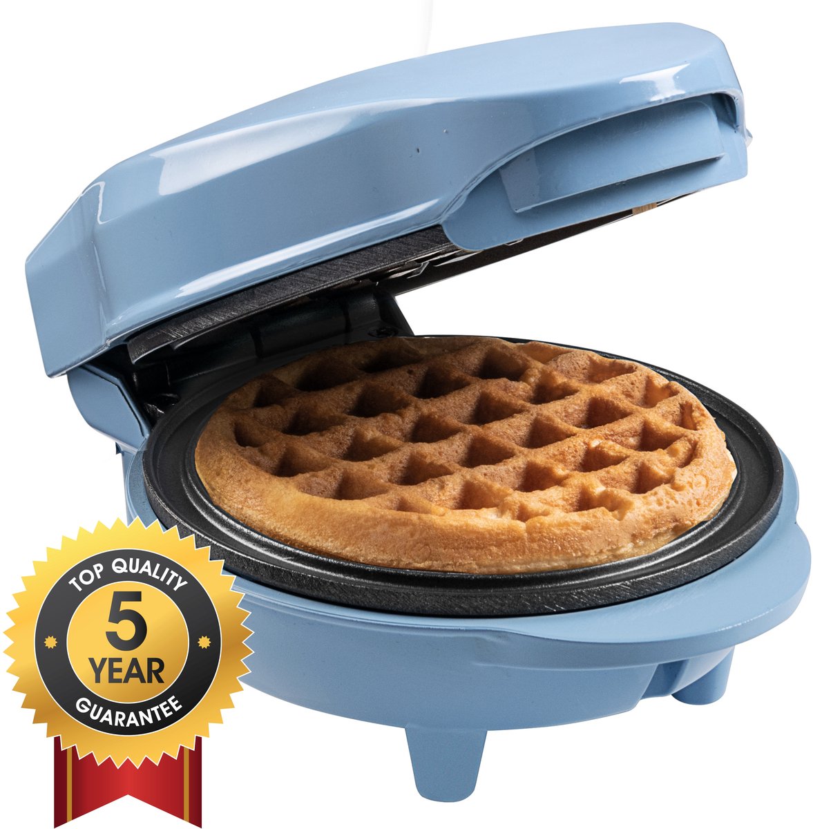 Bestron Wafelijzer - AMW500B - 550W - Mini wafel - Anti aanbaklaag - Blauw