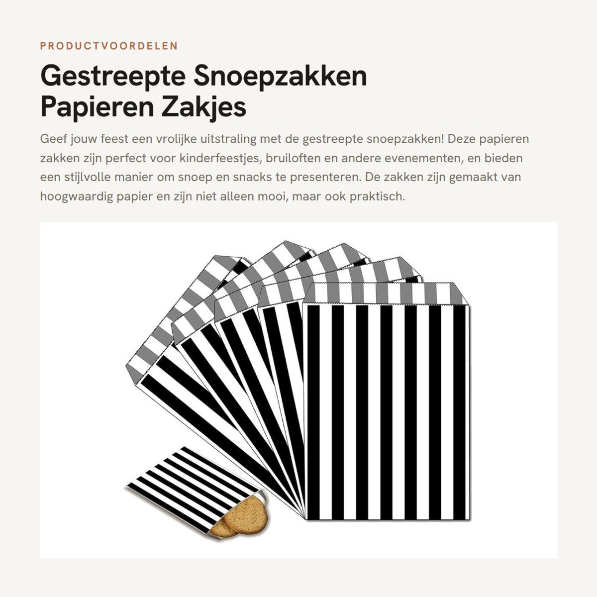 Dailygoods- Snoepzakken 100 stuks - Gestreept - Papieren Draagtassen - Bruiloft/Gunst - 13 x 18 cm - Topkwaliteit Papier - Papieren Zakken