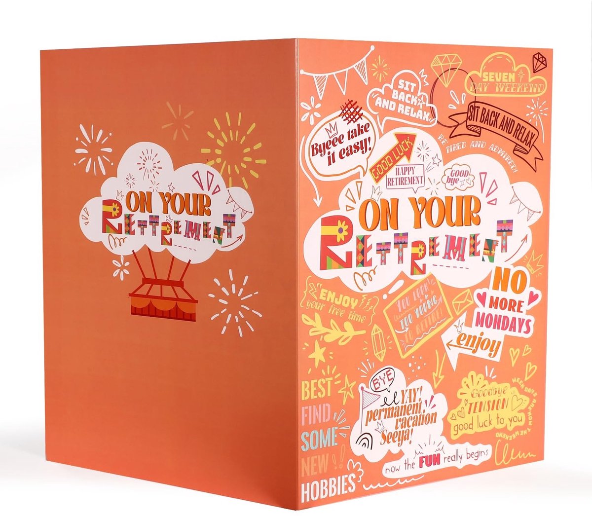 Dailygoods- Afscheidskaart Oranje - Afscheidsgroetkaart - Afscheidskaart voor Collega's - Wenskaart - Afscheidscadeaukaart - 40x27cm Kaart met Envelop - Groetkaart