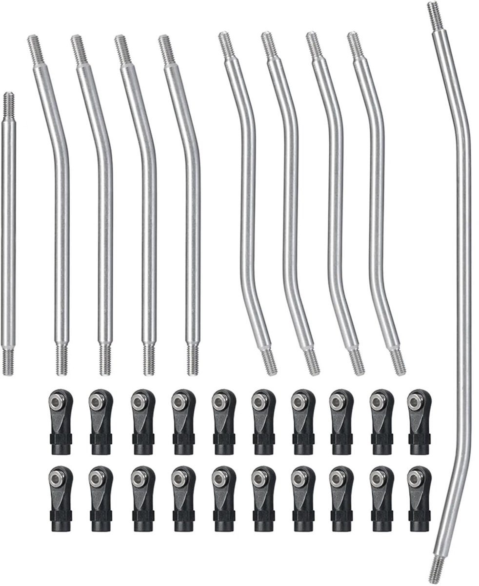 Dailygoods - RC Auto Link Rod - 10 stuks voor Axial Wraith - Zwart en zilver - RC-accessoires - Geschikt voor 1/10 RC auto - 130 mm en...