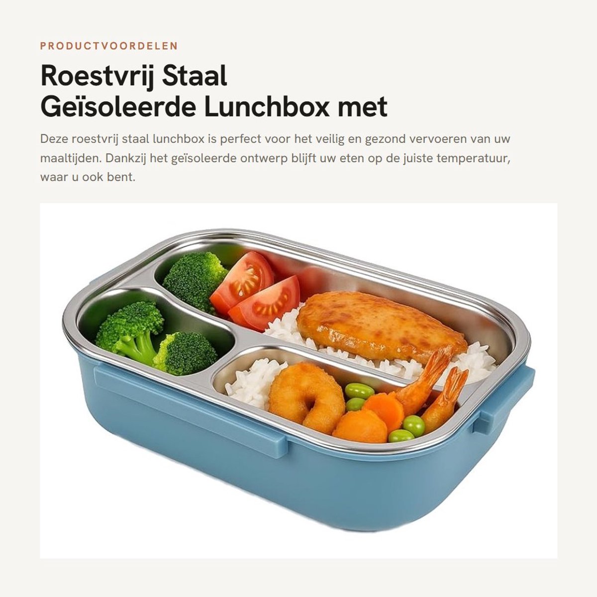 Dailygoods- Lunchbox RVS Geïsoleerd - Lekvrij - Draagbare Handgreep - Snackcontainer - Voedselveilige Materialen - Langdurige Warmtebehoud - Maaltijdcontainer